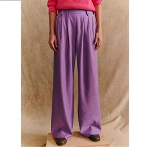 Sezane Loulou Violet Wide-Leg Trousers